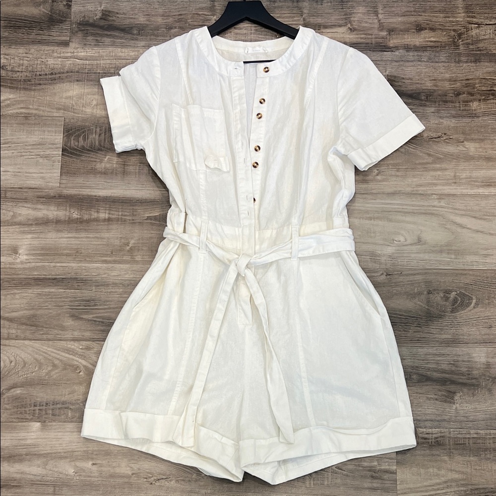 Elegant White Button-Up Romper